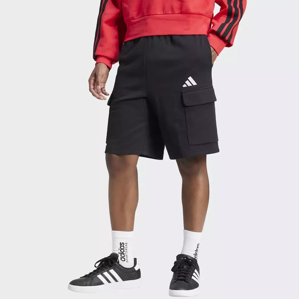 ADIDAS Essentials Feel Cozy French Terry Cargo Short Ανδρική Βερμούδα  - Μαύρο