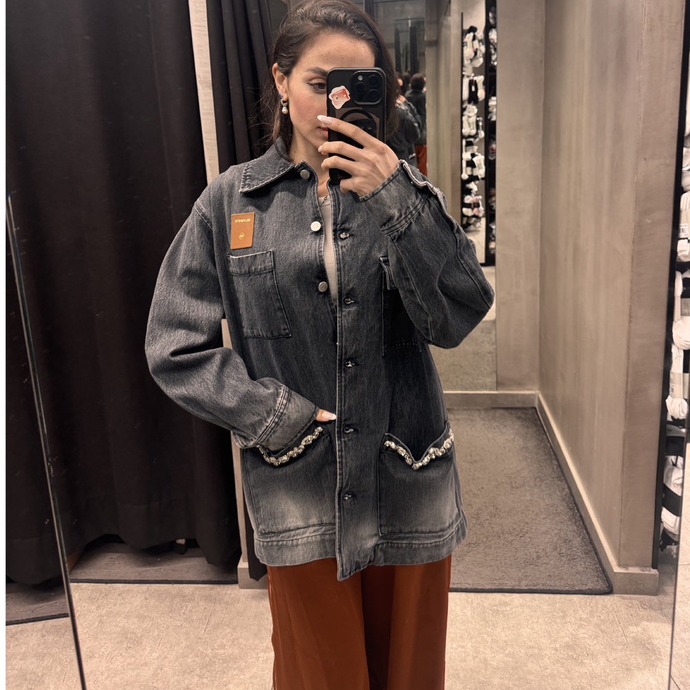 MILKWHITE Denim jacket Γυναικείο Μπουφάν Τζιν - Μαύρο