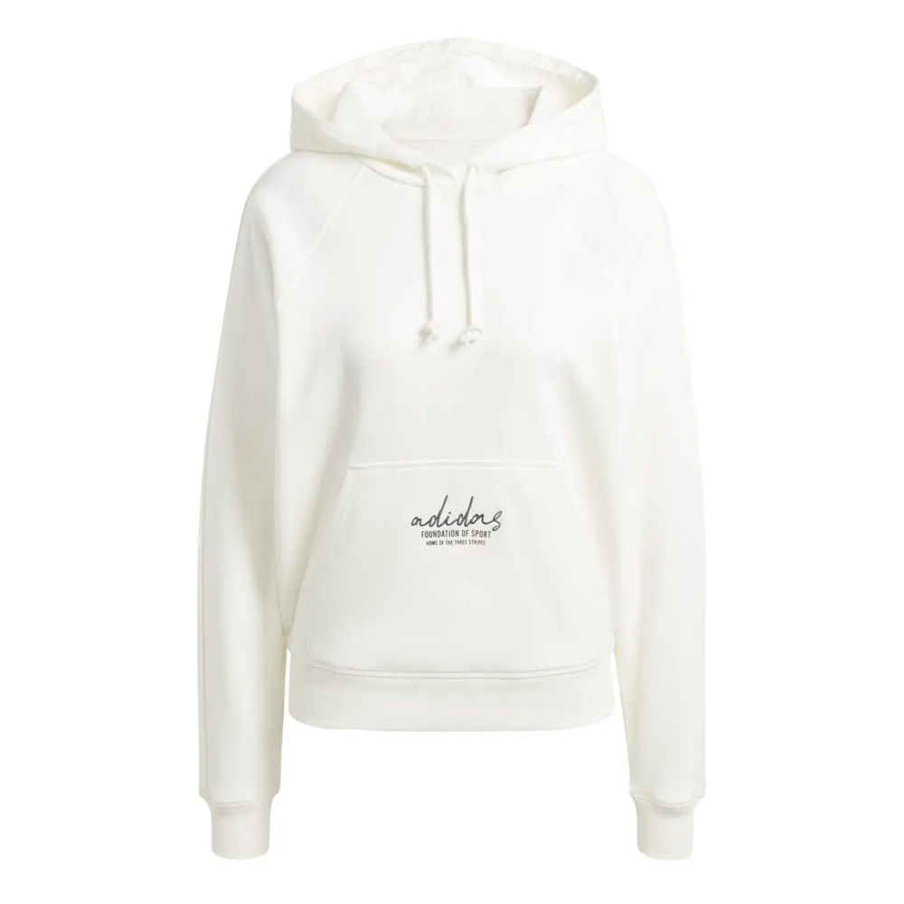 ADIDAS Signature Graphic French Terry Hoodie  Γυναικείο Φούτερ Με Κουκούλα - Κρεμ