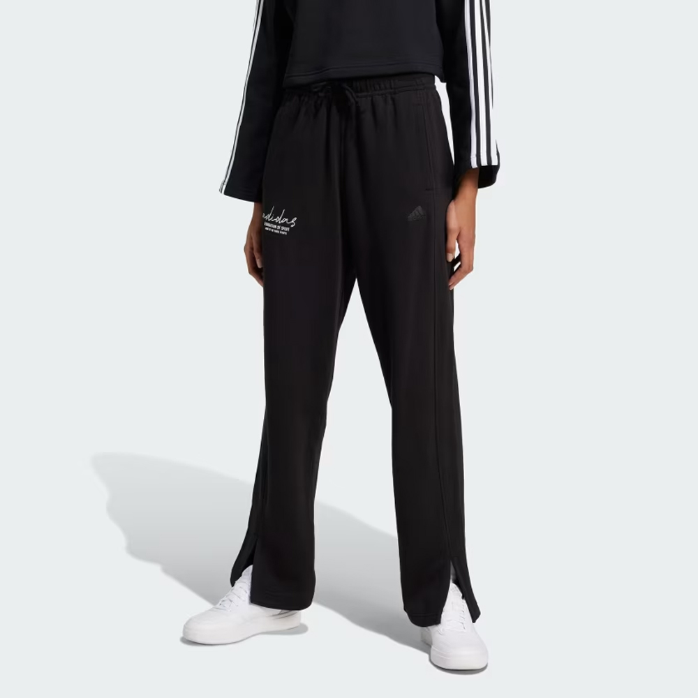 ADIDAS Signature Graphic Embroidery French Terry Straight Leg Pants Γυναικείο Παντελόνι Φόρμας - Μαύρο