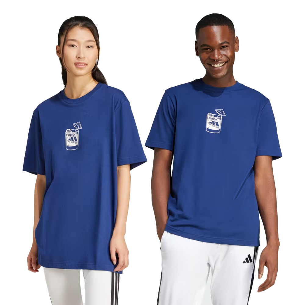 ADIDAS Lounge Drink Graphic Unisex Tee  - Μπλε