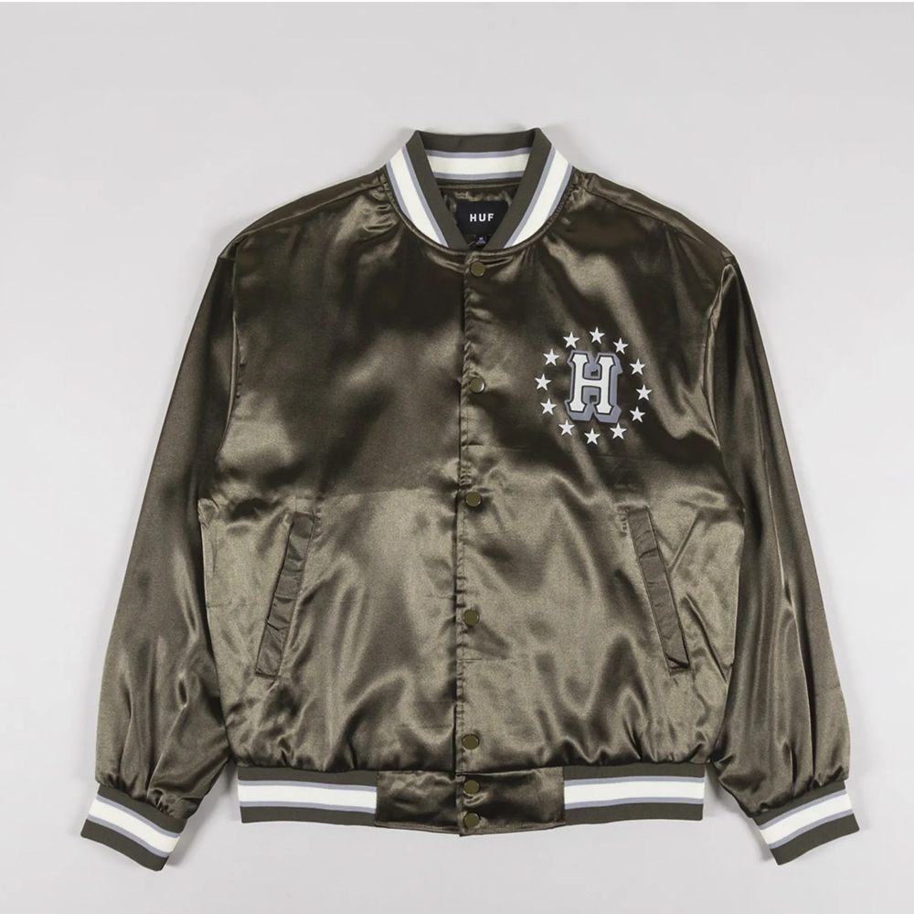 HUF Galactic Stack Baseball Jacket Unisex Μπουφάν - Χακί