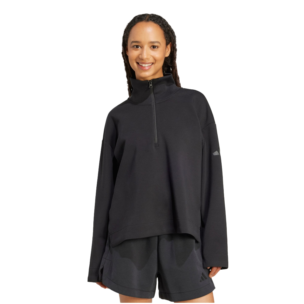 ADIDAS All Season Soft Lux Quarter-Zip Γυναικεία Μπλούζα Μακρυμάνικη - Μαύρο