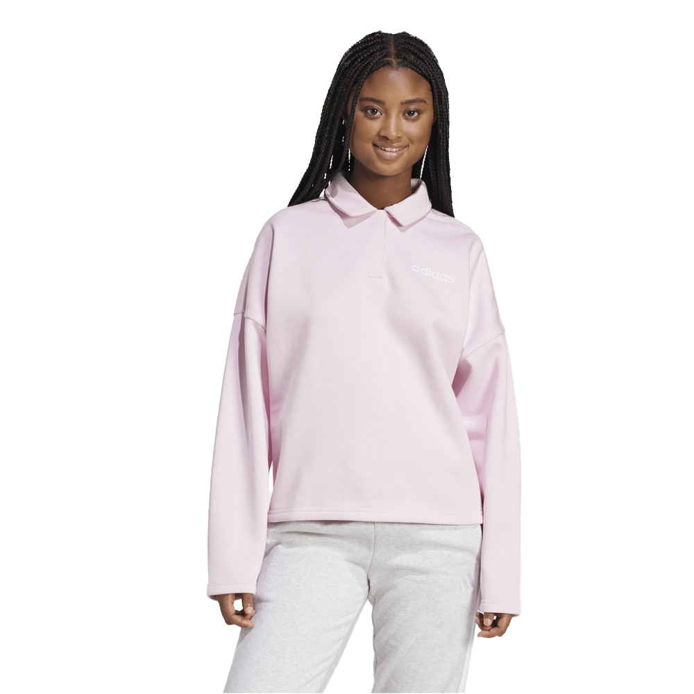 ADIDAS Linear Fleece Polo Sweatshirt Γυναικείο Φούτερ - Ροζ