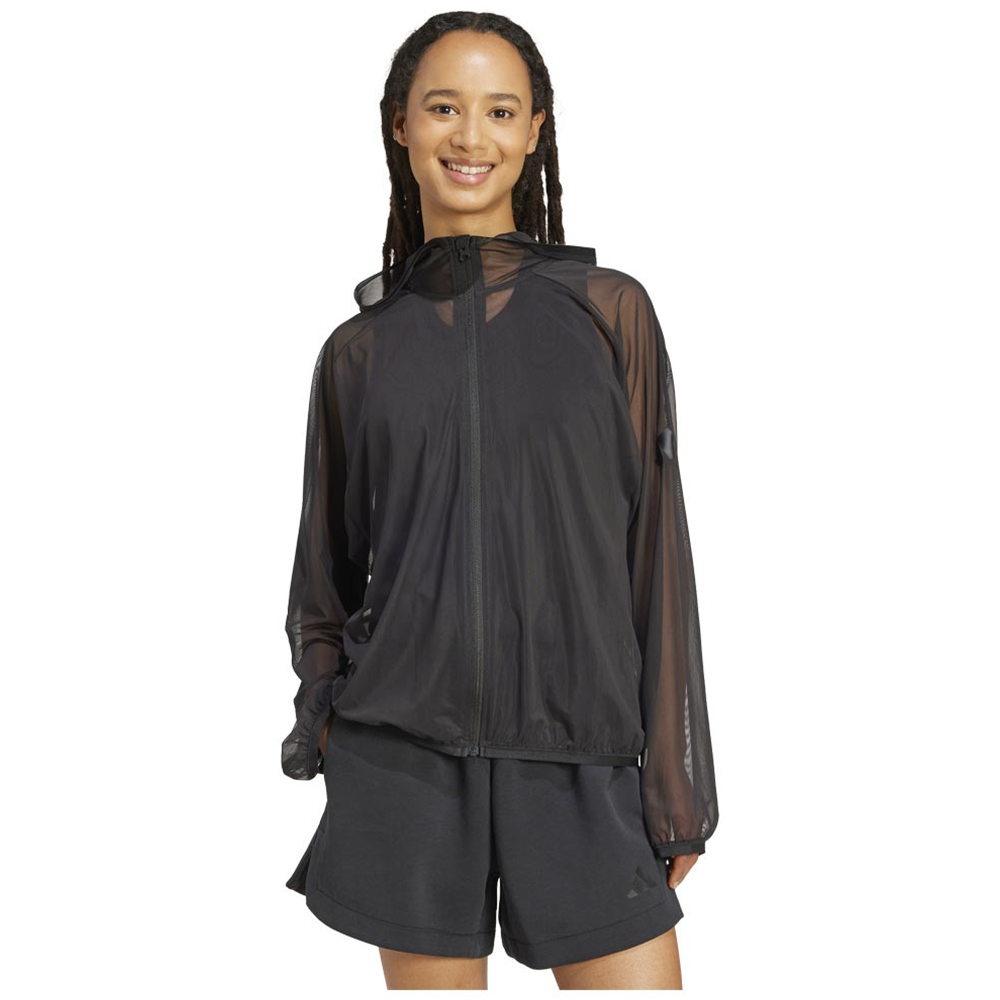 ADIDAS All SZN Soft Lux Mesh Full-Zip Hoodie Γυναικεία Ζακέτα με κουκούλα - Μαύρο