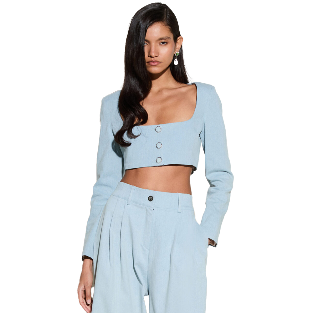 MILKWHITE Crop Square Top Γυναικείο Τοπ - Γαλάζιο