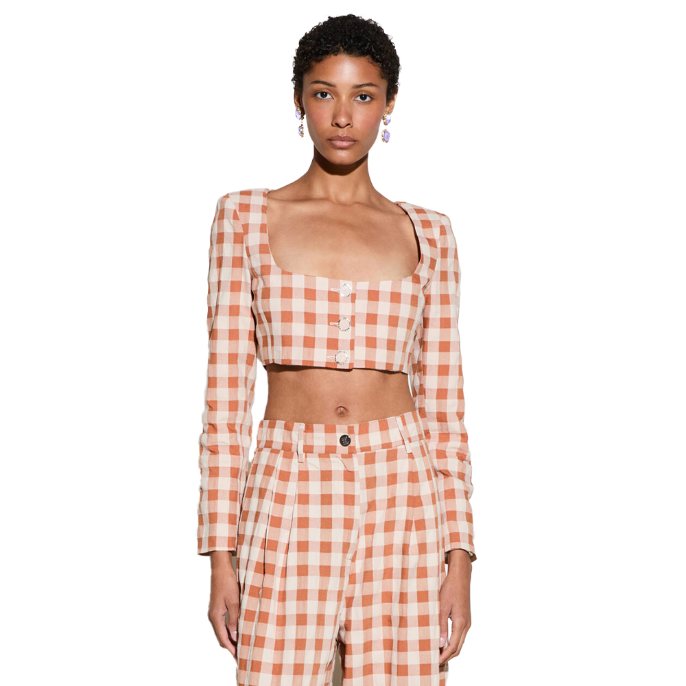 MILKWHITE Crop Square Top Γυναικείο Τοπ - Καφέ