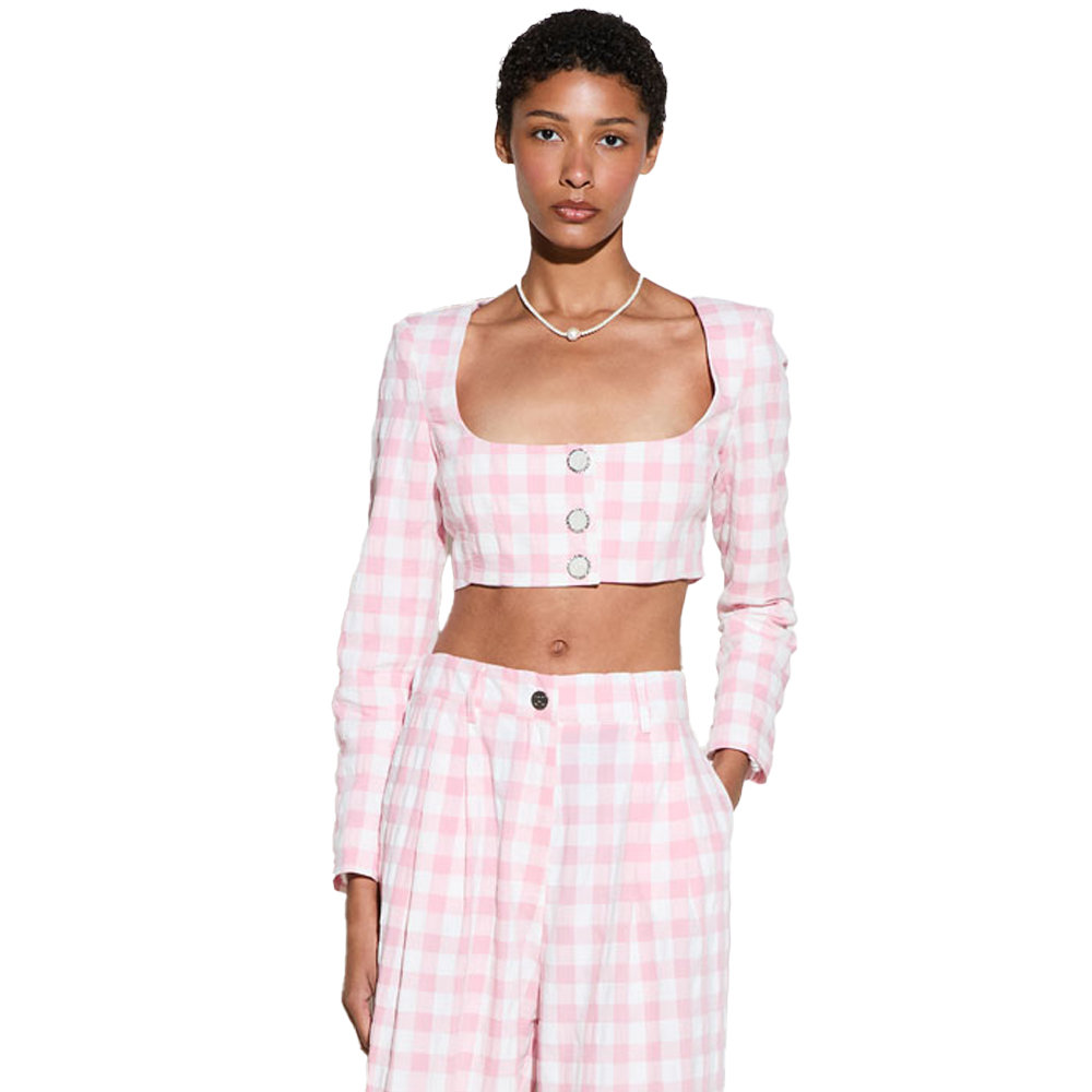 MILKWHITE Crop Square Top Γυναικείο Τοπ - Ροζ