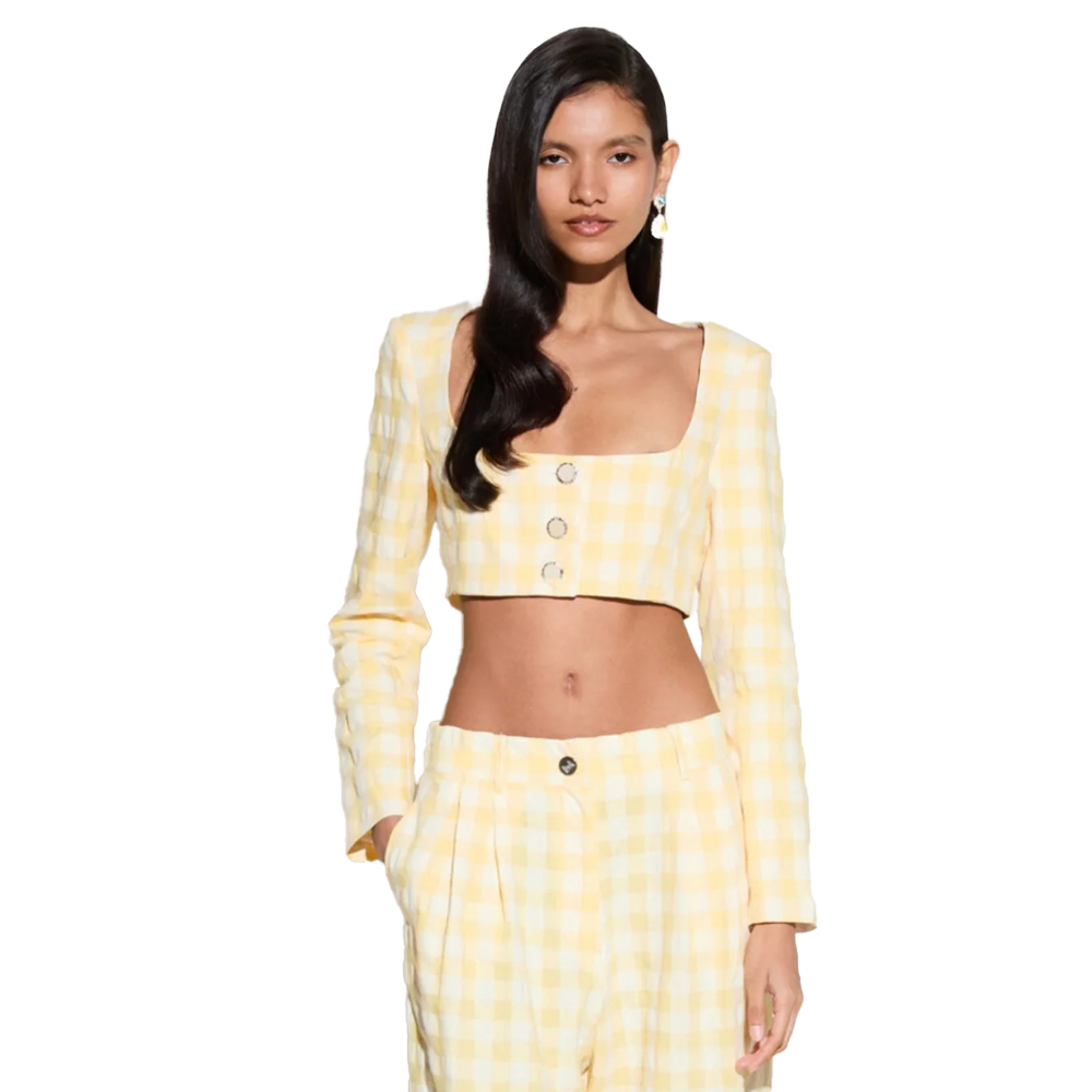MILKWHITE Crop Square Top Γυναικείο Τοπ - Κίτρινο