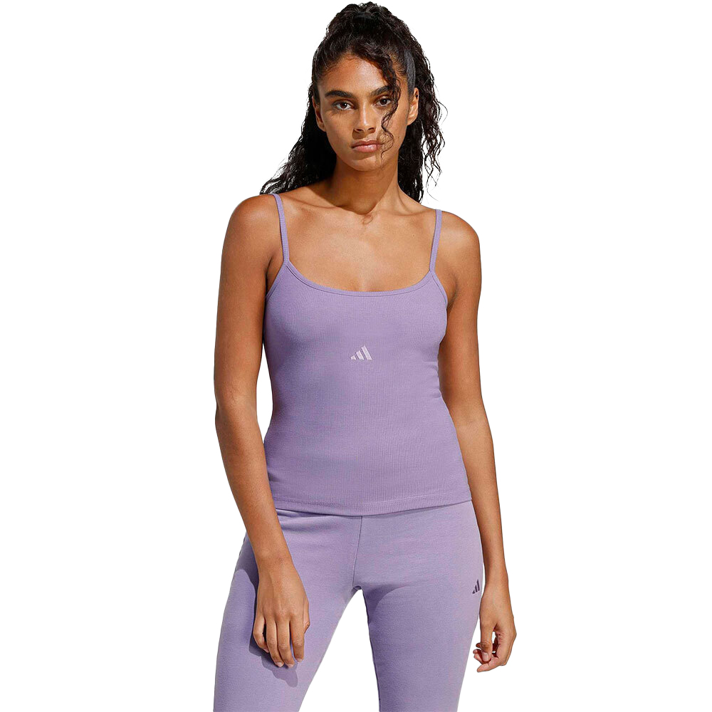 ADIDAS Seasonal Essentials Rib Top Γυναικεία Αμάνικη Μπλούζα - Μωβ