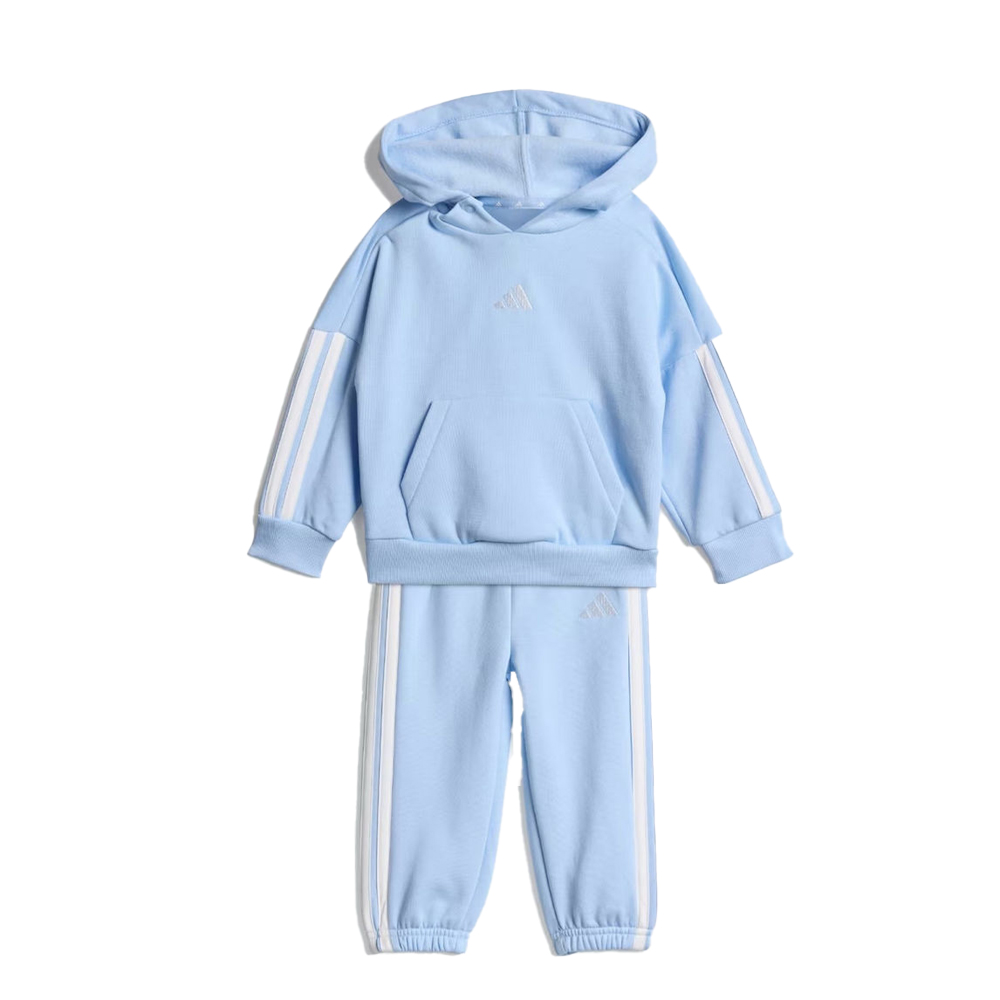 ADIDAS 3-Stripes Fleece Hoodie Jogger Βρεφικό/Παιδικό Σετ Φόρμας - Γαλάζιο