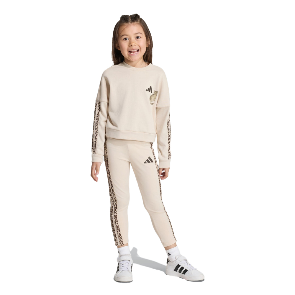 ADIDAS Animal Print 3-Stripes Set Παιδικό Σετ Φόρμας - Μπεζ