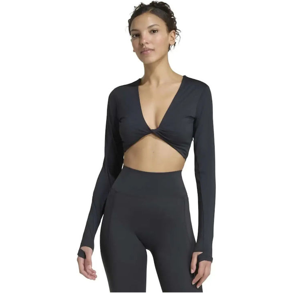 ADIDAS Twist Sleeve Long Top Γυναικείο Crop Τοπ - Μαύρο
