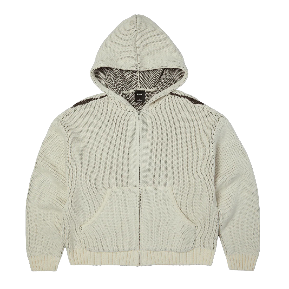 HUF Token Zip Hooded Sweater Ανδρική Πλεκτή Ζακέτα με κουκούλα - Κρεμ