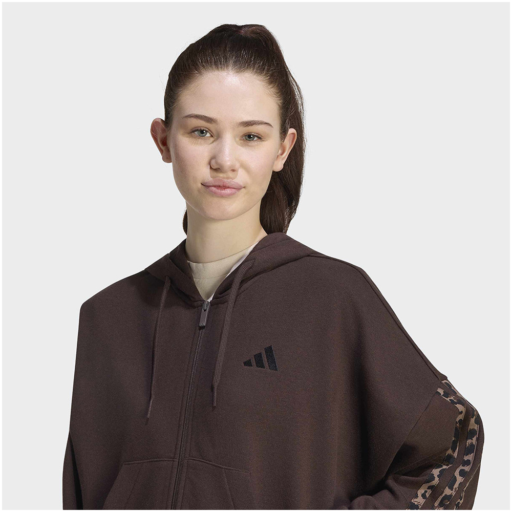 ADIDAS Essentials Animal Print 3-Stripes Γυναικεία Ζακέτα με κουκούλα - 3