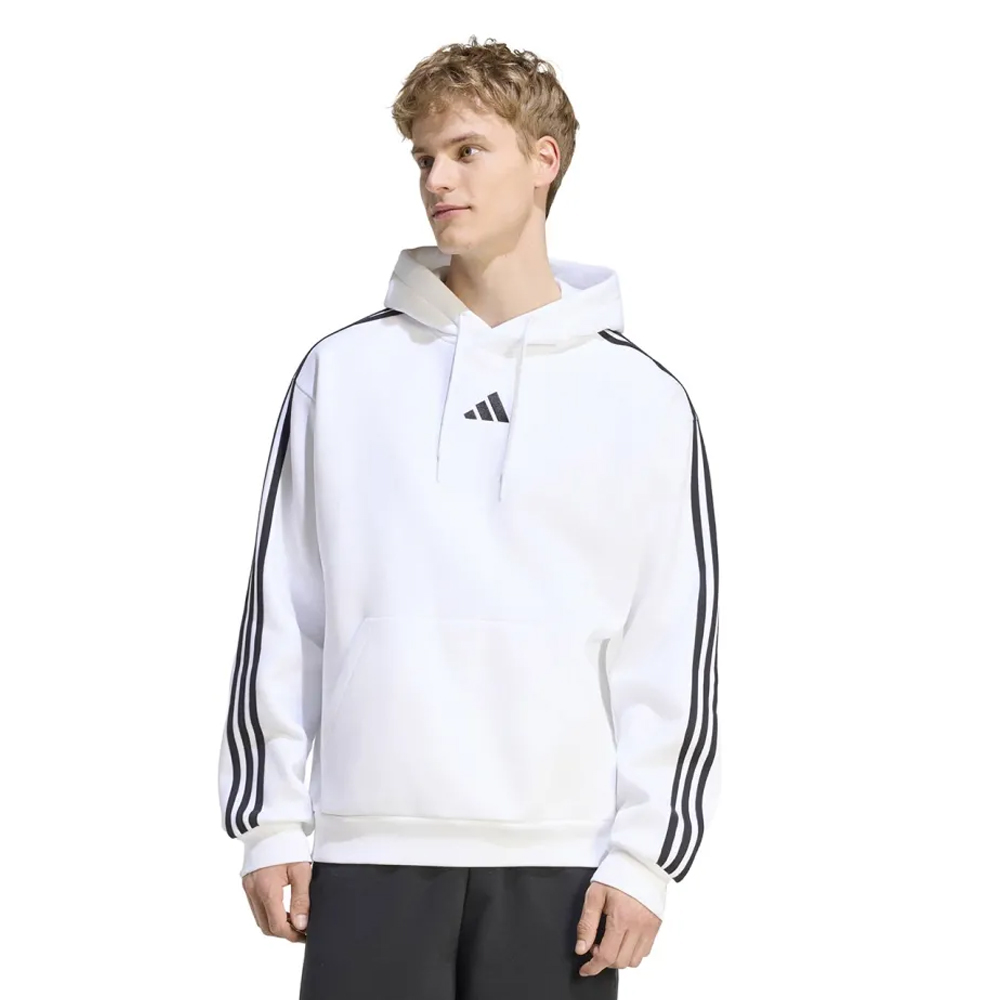 ADIDAS 3-Stripes Fleece Hoodie Ανδρικό Φούτερ με κουκούλα - Λευκό