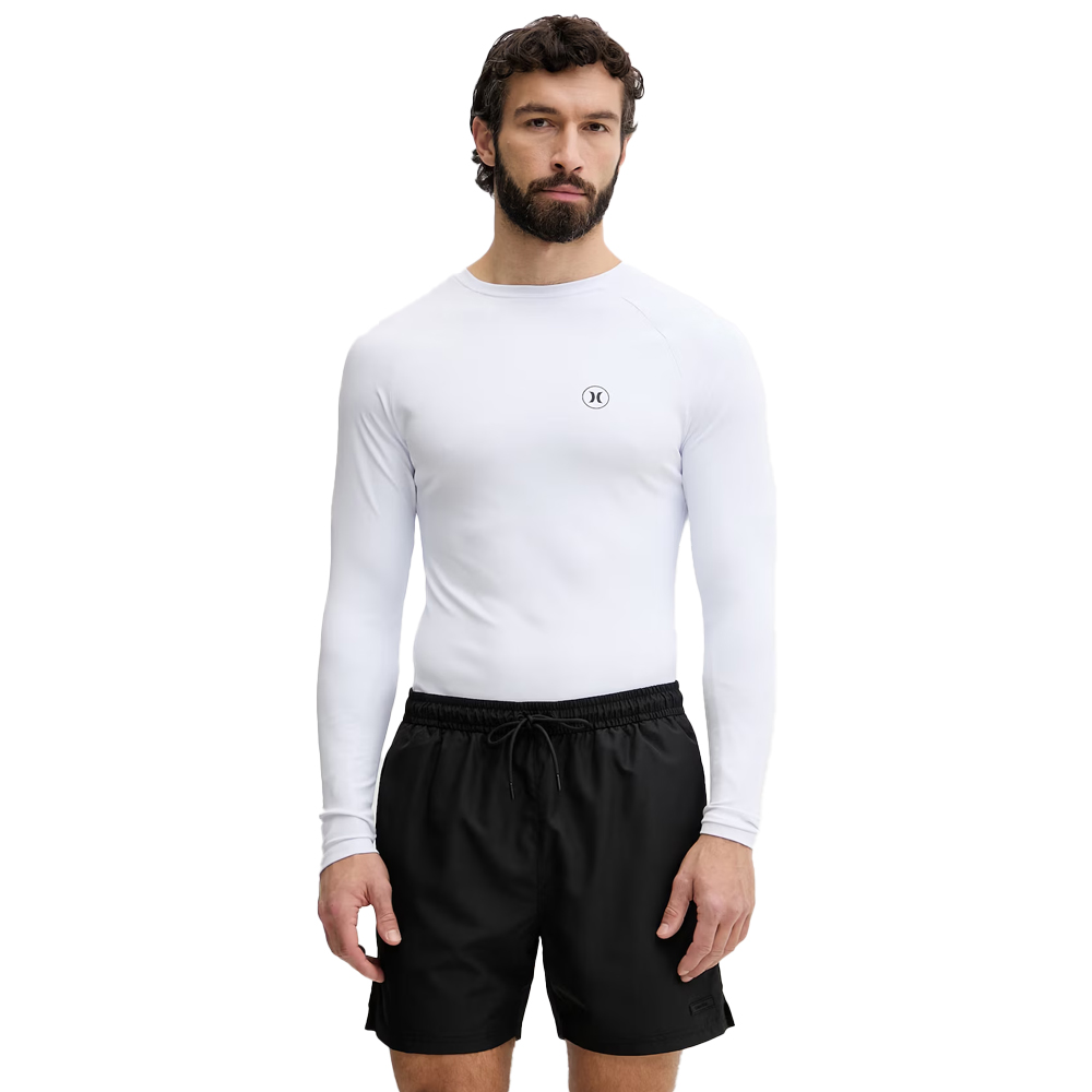 HURLEY  Rash Slim Fit Icon Circle Ανδρική Μπλούζα Κολύμβησης - Λευκό
