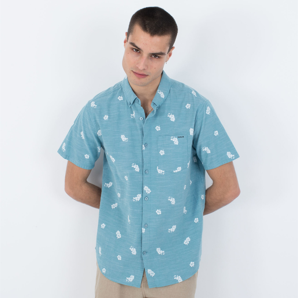 HURLEY One and Only Stretch Print Short Sleeve Shirt Ανδρικό Πουκάμισο - Μπλε