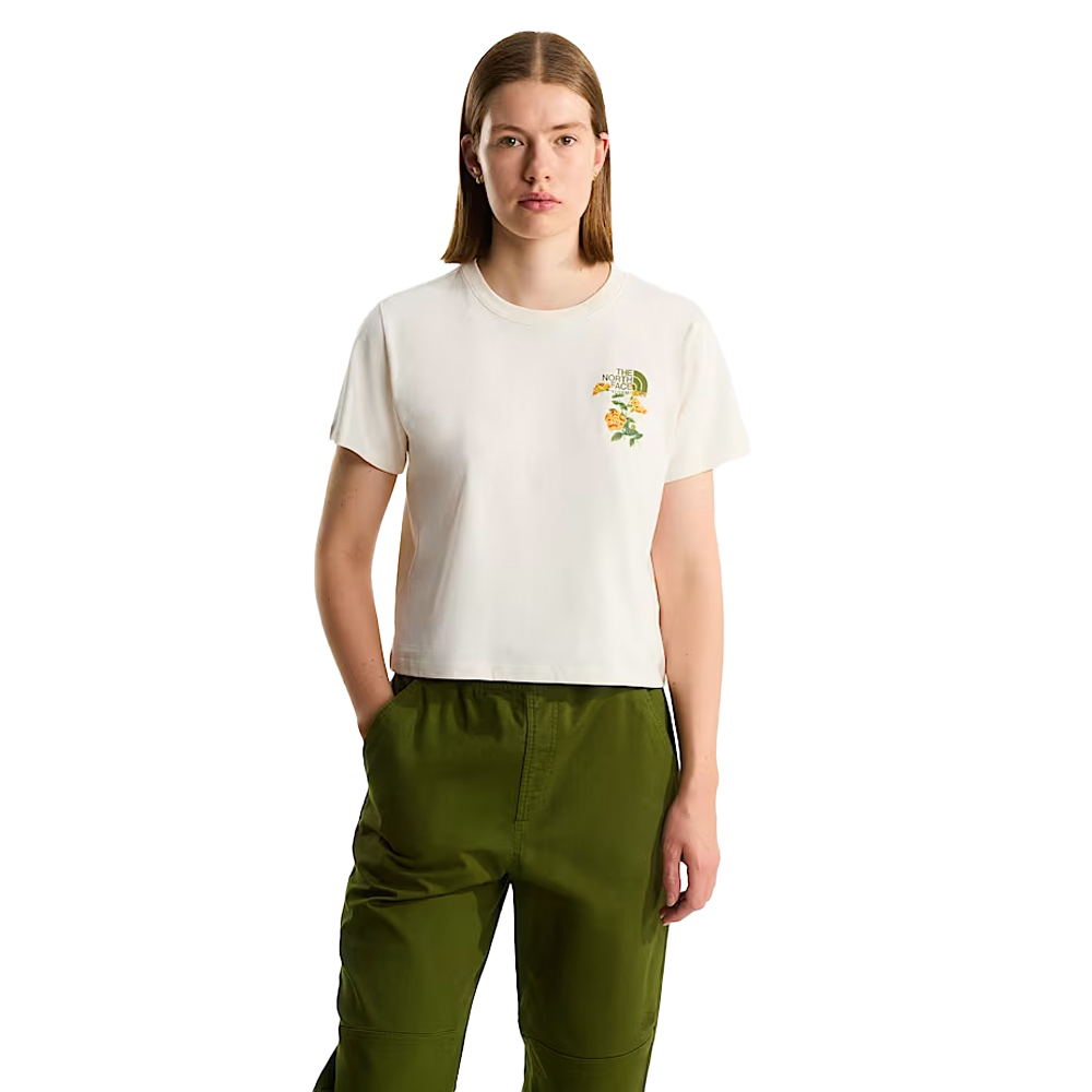 THE NORTHFACE Flora Embroidered Regular Graphic Tee Γυναικείο T-Shirt - Κρεμ