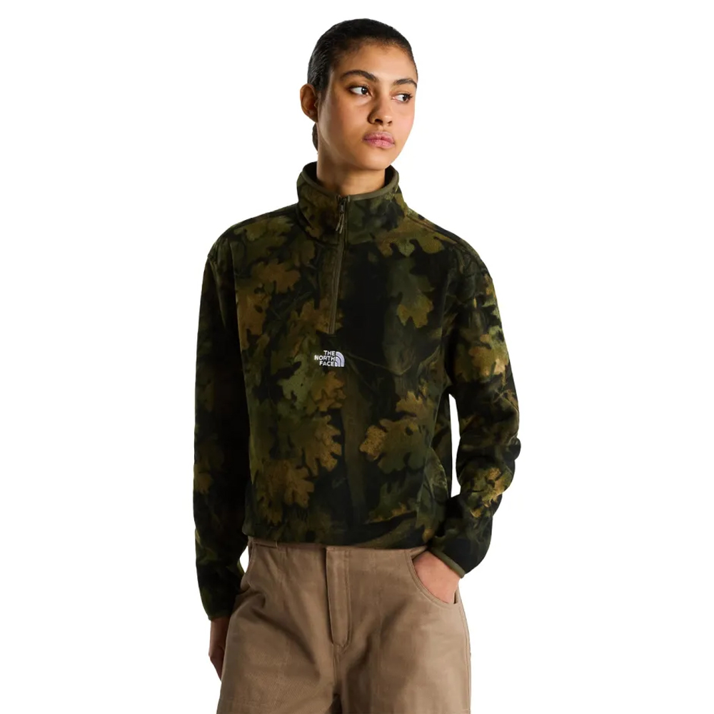 THE NORTHFACE Novelty Logo Glacier 1/4 Ζip Fleece Γυναικεία Μπλούζα Μακρυμάνικη - Χακί