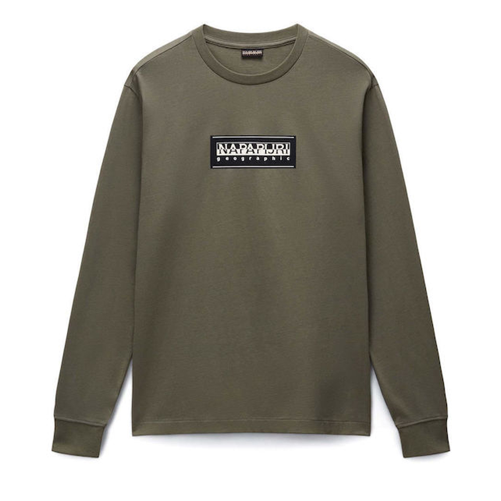 NAPAPIJRI S-Box Logo Long Sleeve Ανδρική Μακρυμάνικη Μπλούζα - Χακί
