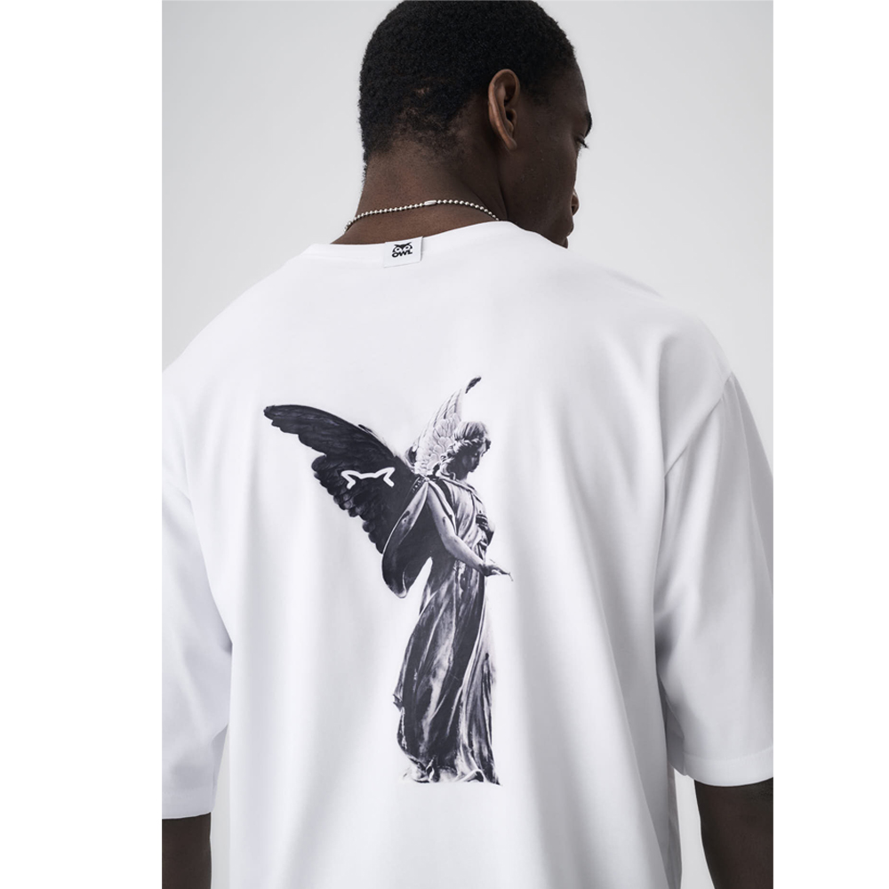 OWL White Angel Statue Oversized Ανδρική Μπλούζα  - 3