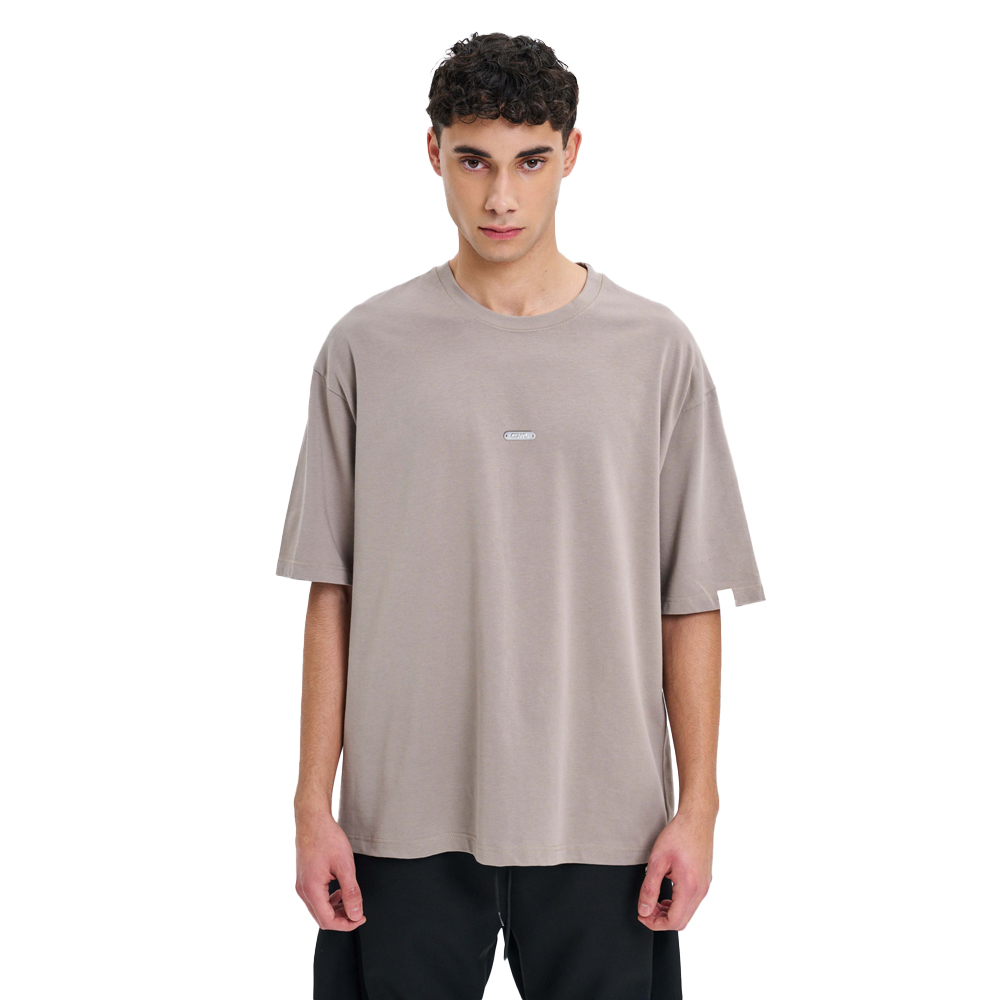 OWL Grey Rock Metal Tag Oversized Tee Unisex T-Shirt - Καφέ