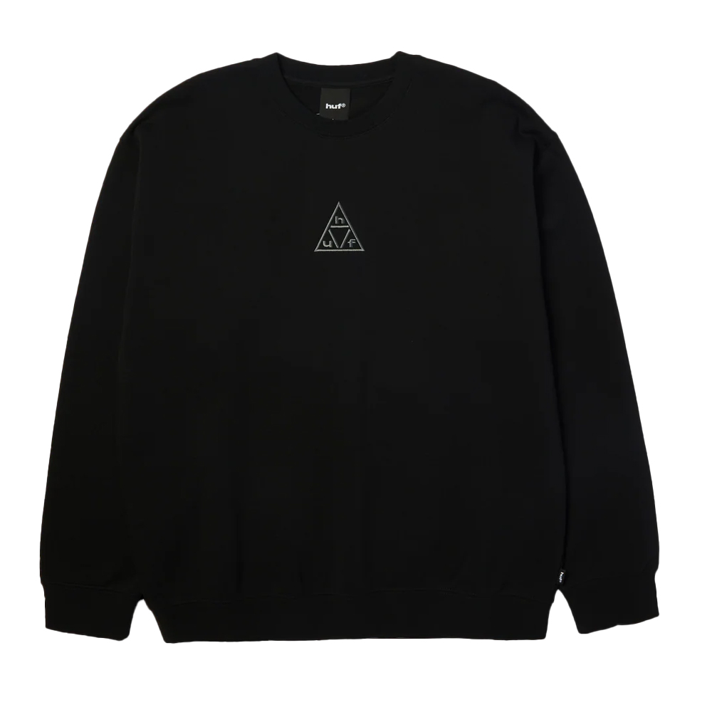 HUF Triple Triangle Embroidered Crewneck Sweatshirt  Unisex Φούτερ - Μαύρο