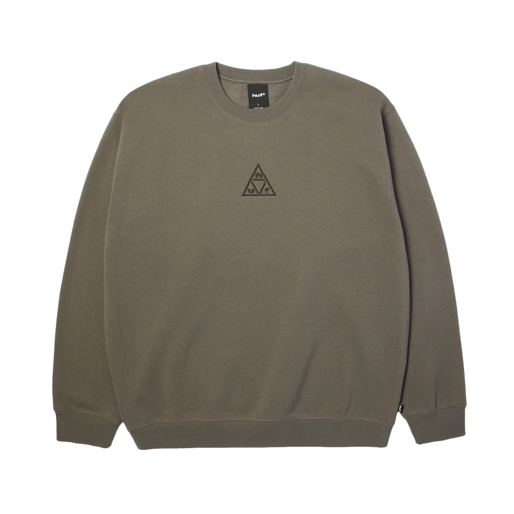 HUF Triple Triangle Embroidered Crewneck Sweatshirt  Unisex Φούτερ - Καφέ