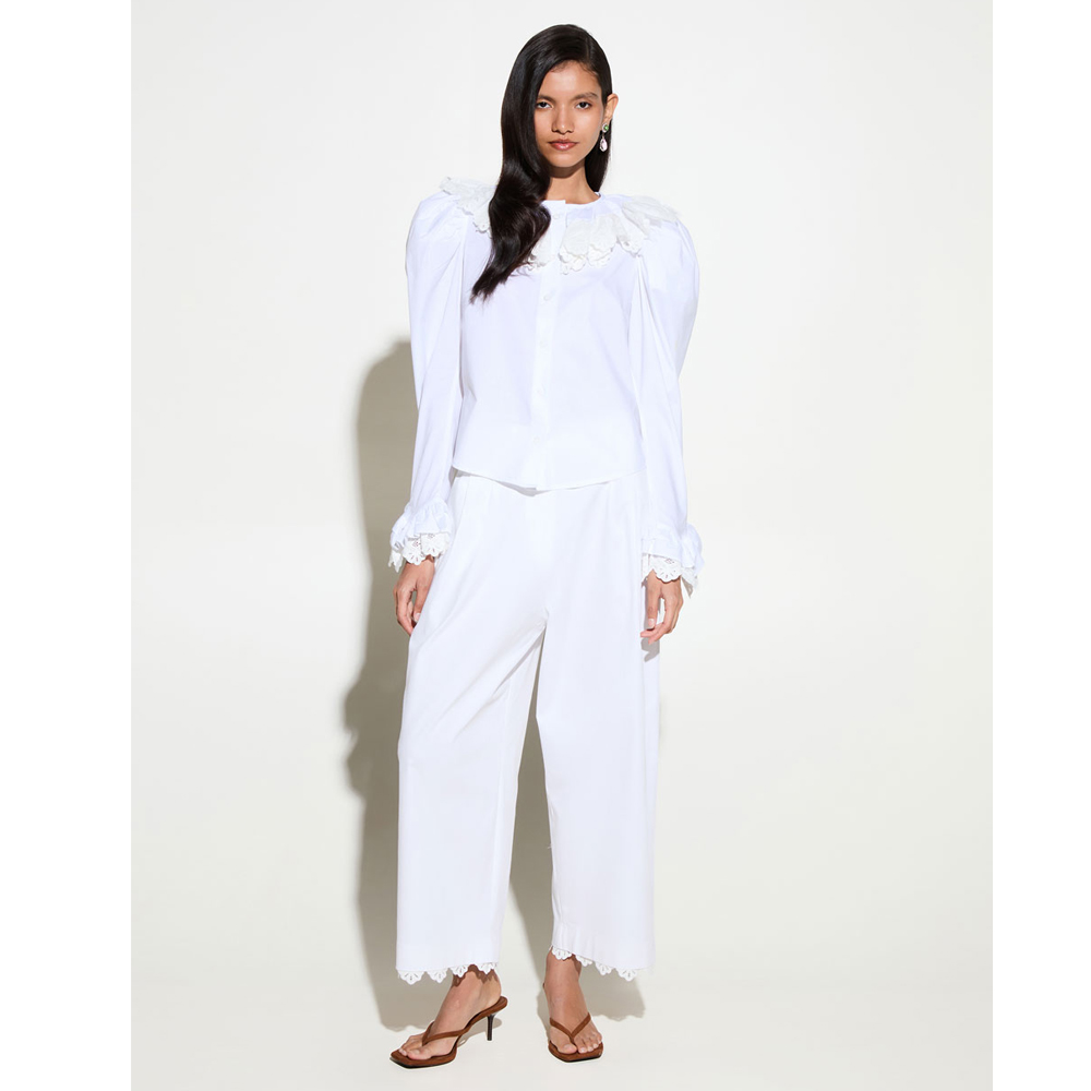 MILKWHITE Signature PantsWith Lace Details Γυναικείο Παντελόνι - 2