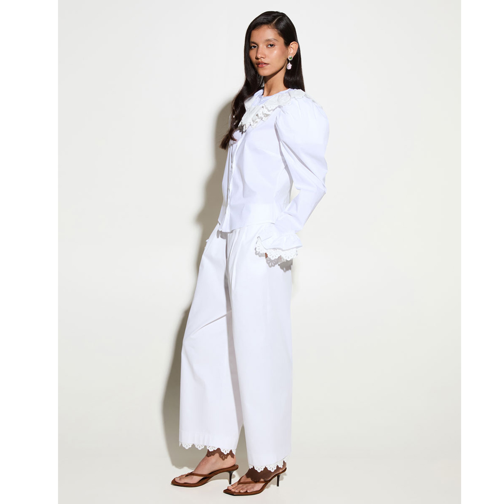 MILKWHITE Signature PantsWith Lace Details Γυναικείο Παντελόνι - 3