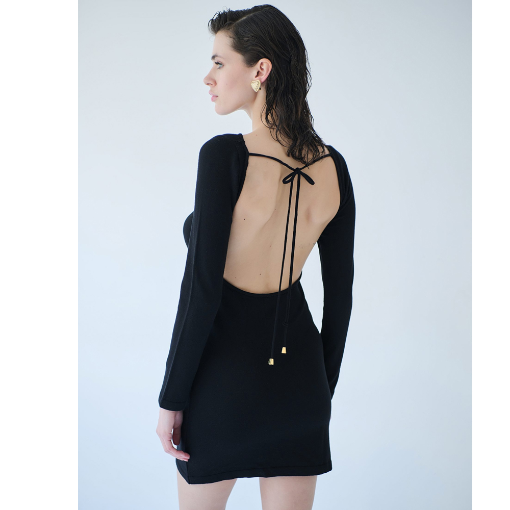 COMBOS KNITWEAR Dress Mini Open Back Γυναικείο Φόρεμα Με Ανοιχτή Πλάτη - 3