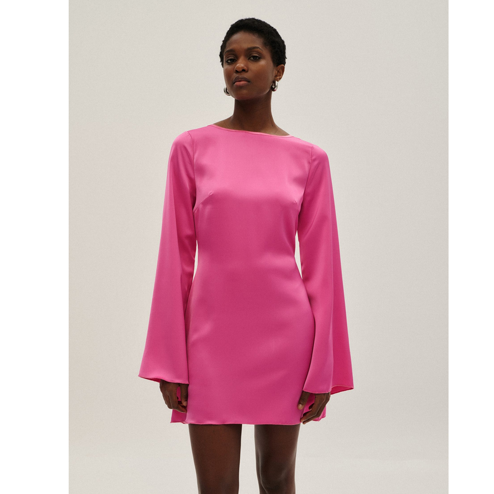 COMBOS KNITWEAR Γυναικείο Φόρεμα Μίνι Σατέν  - 3
