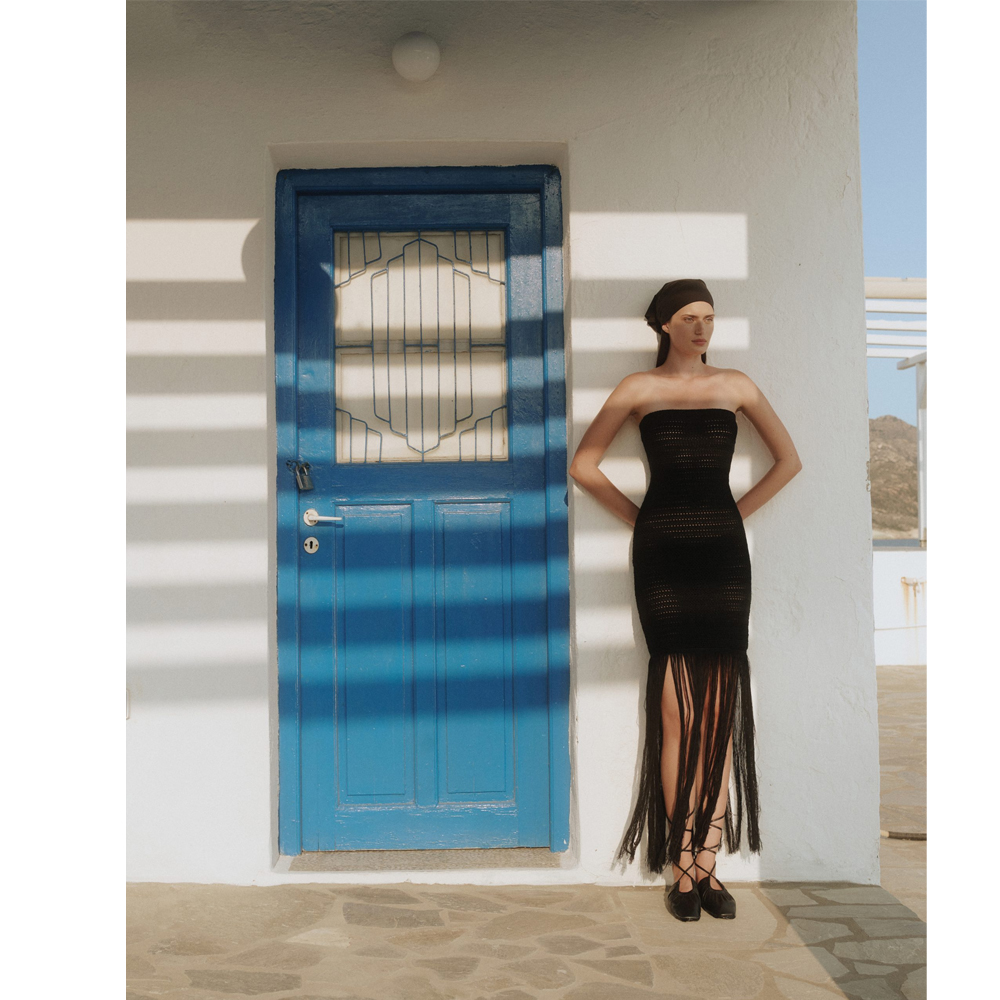 COMBOS Φόρεμα Στράπλες με Κρόσσια Maxi Φόρεμα - 2