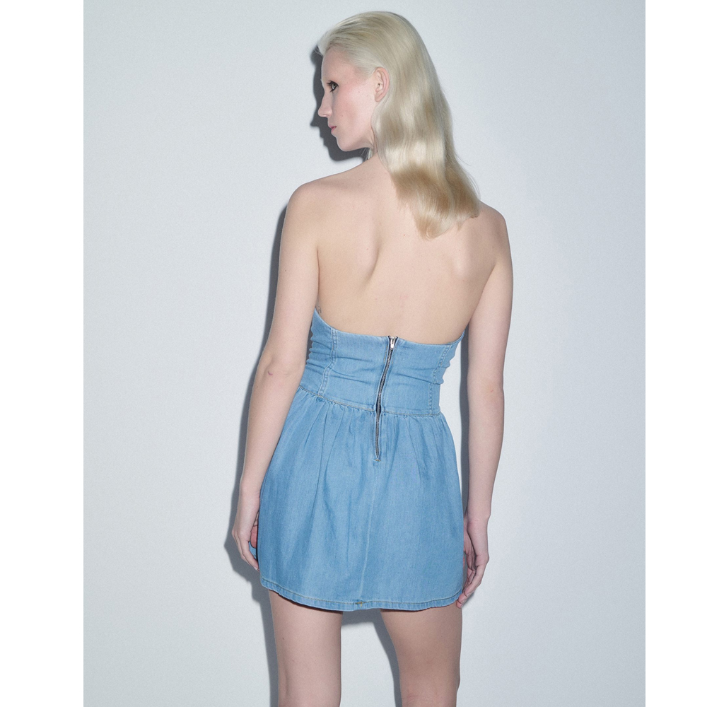 COMBOS KNITWEAR Denim Φόρεμα Στράπλες  - 2