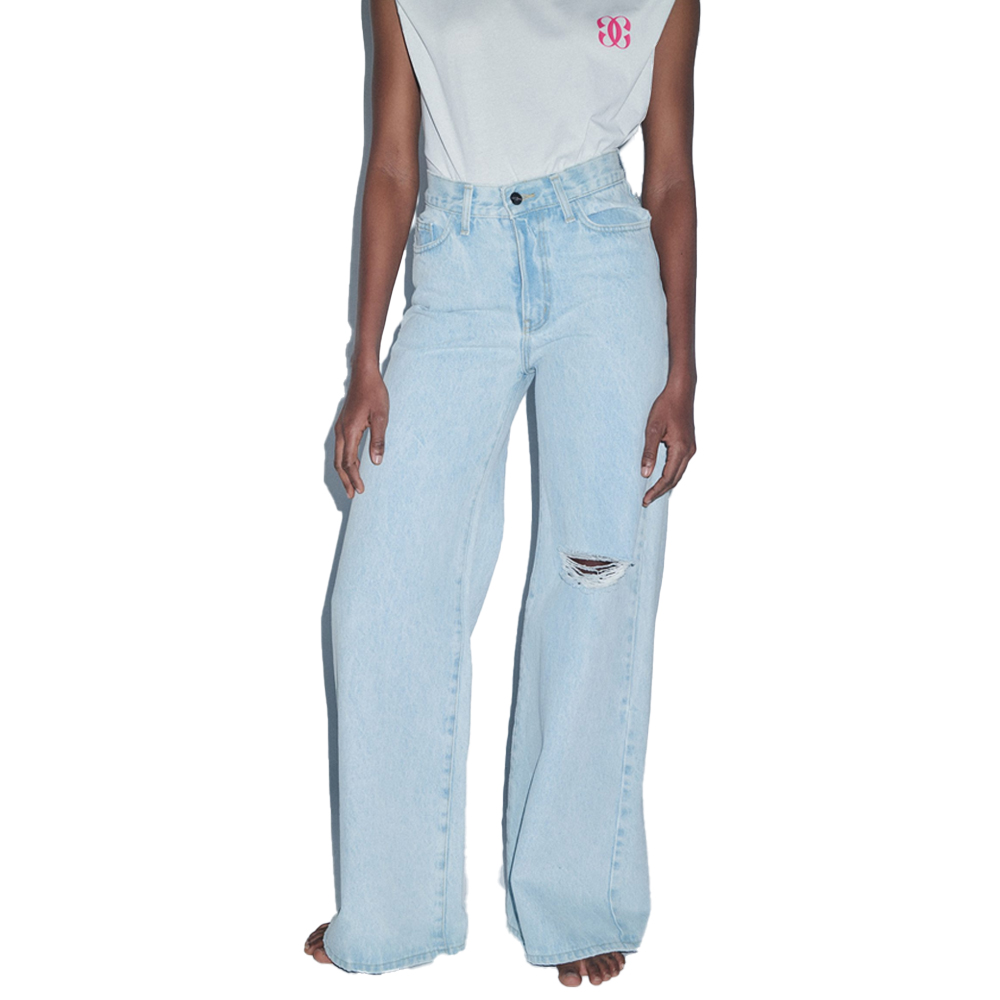 COMBOS KNITWEAR Denim Παντελόνι Καμπάνα  - Γαλάζιο