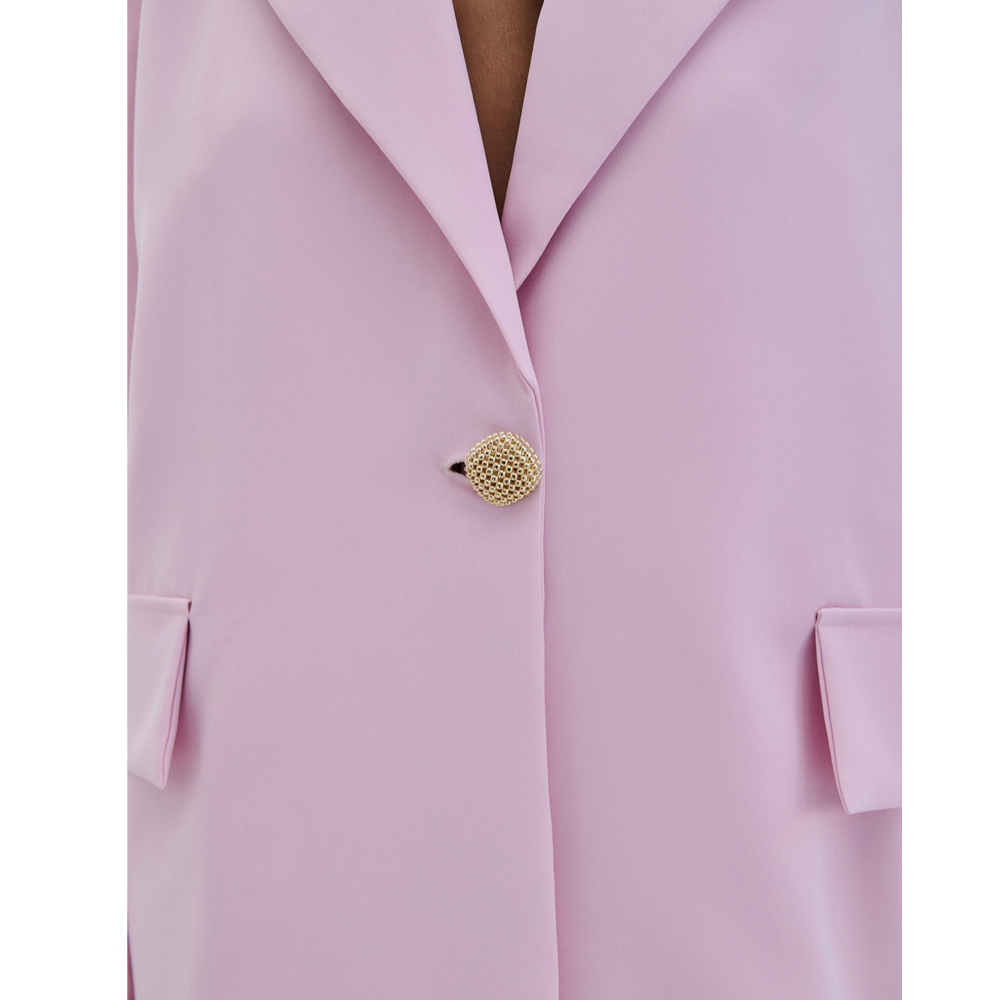 COMBOS KNITWEAR Blazer Gold Button Γυναικείο Σακάκι  - 4