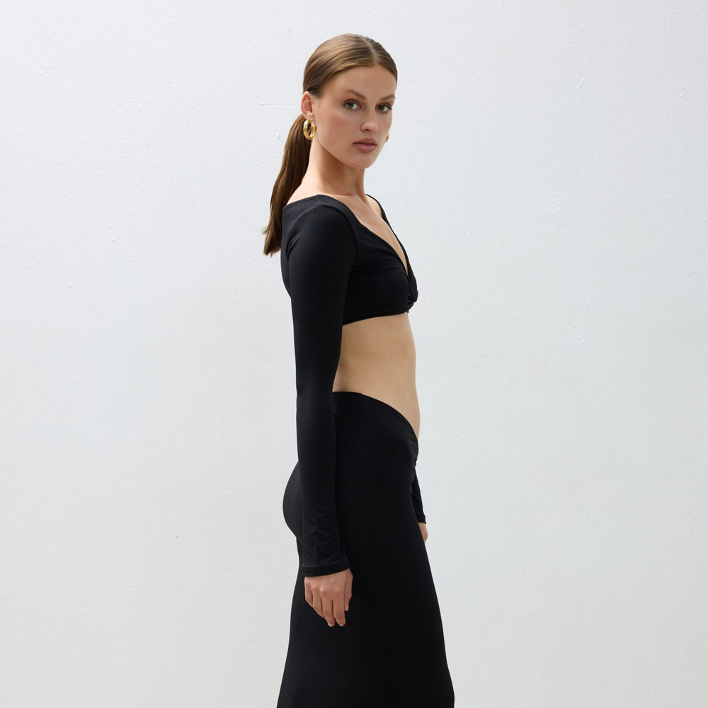 COMBOS KNITWEAR Crop Top Long Sleeve Γυναικείο Crop Τοπ - 3
