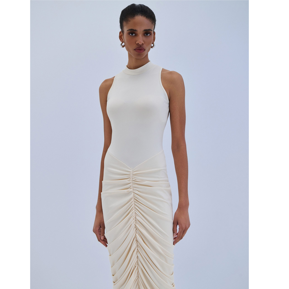 COMBOS KNITWEAR Dress Maxi Gather Γυναικείο Φόρεμα Μάξι - 3