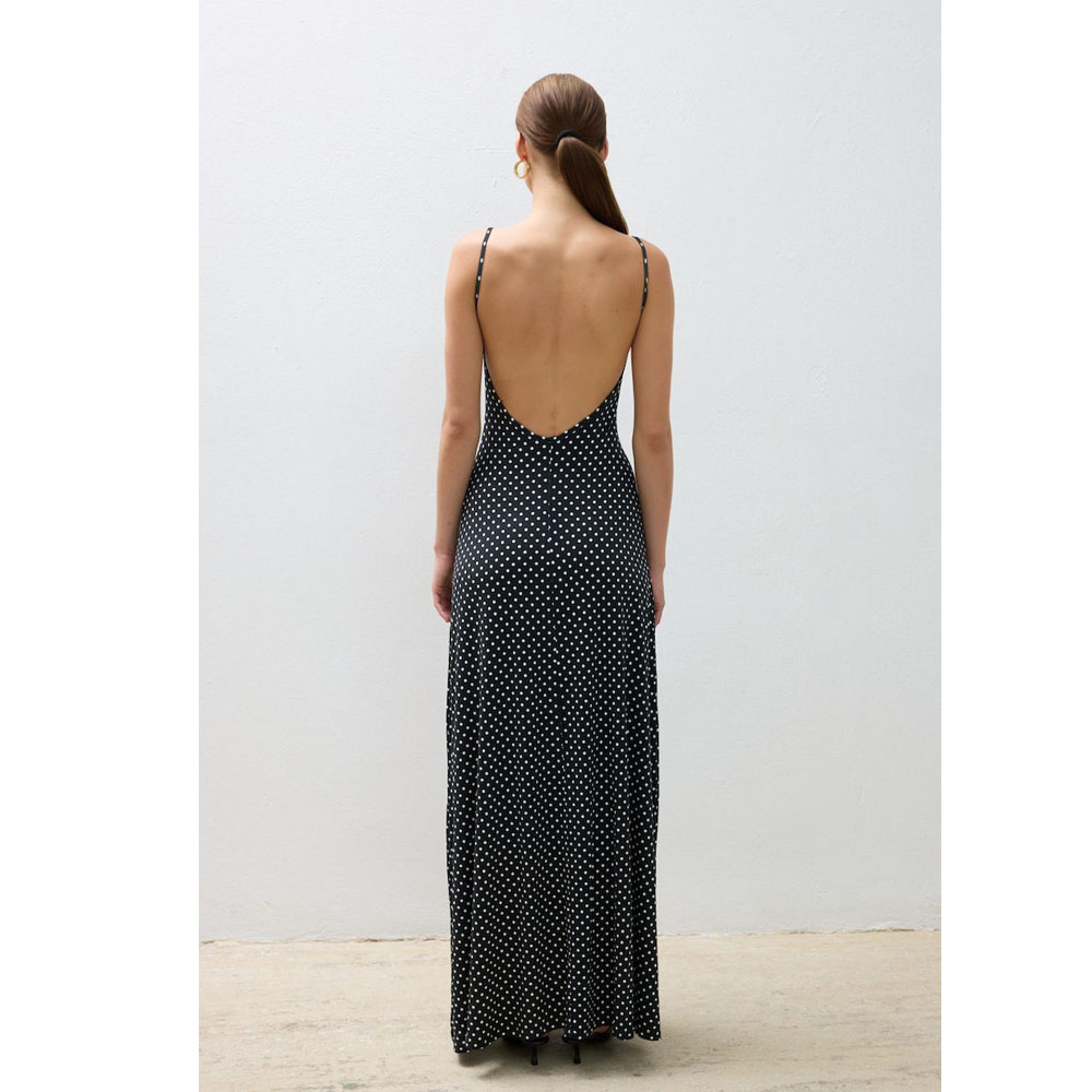 COMBOS KNITWEAR Dress Maxi Polka Dots Γυναικείο Φόρεμα Μάξι - 2