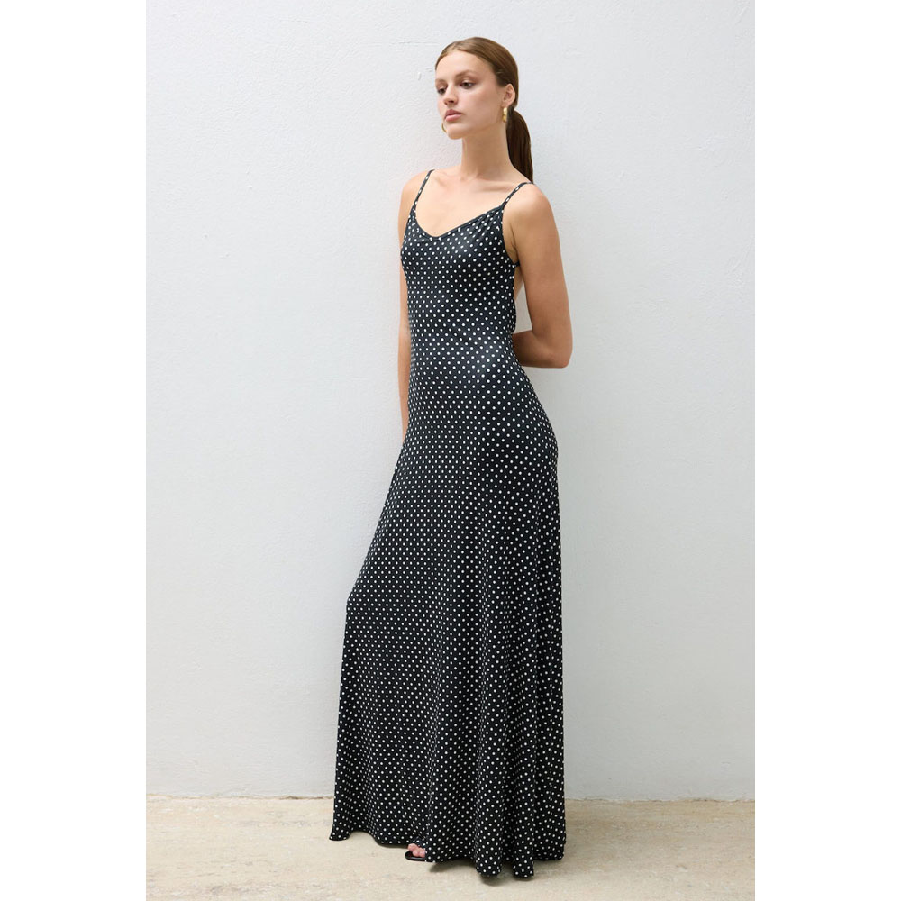COMBOS KNITWEAR Dress Maxi Polka Dots Γυναικείο Φόρεμα Μάξι - 3