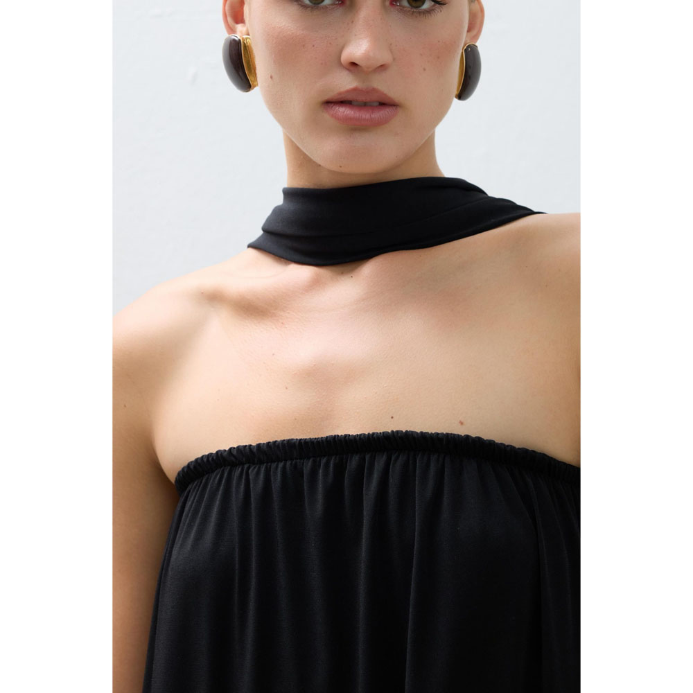 COMBOS KNITWEAR Dress Maxi Strapless Scarf  Γυναικείο Φόρεμα Μάξι - 4