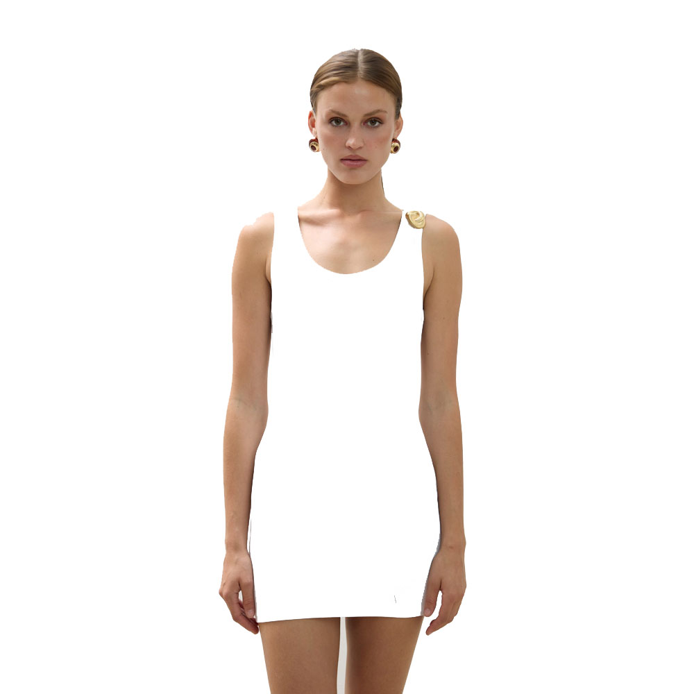 COMBOS KNITWEAR Dress Mini Γυναικείο Φόρεμα Μίνι - Λευκό