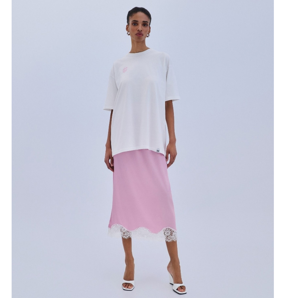 COMBOS KNITWEAR Skirt Maxi Satin Lace Γυναικεία Φούστα Μάξι - 2