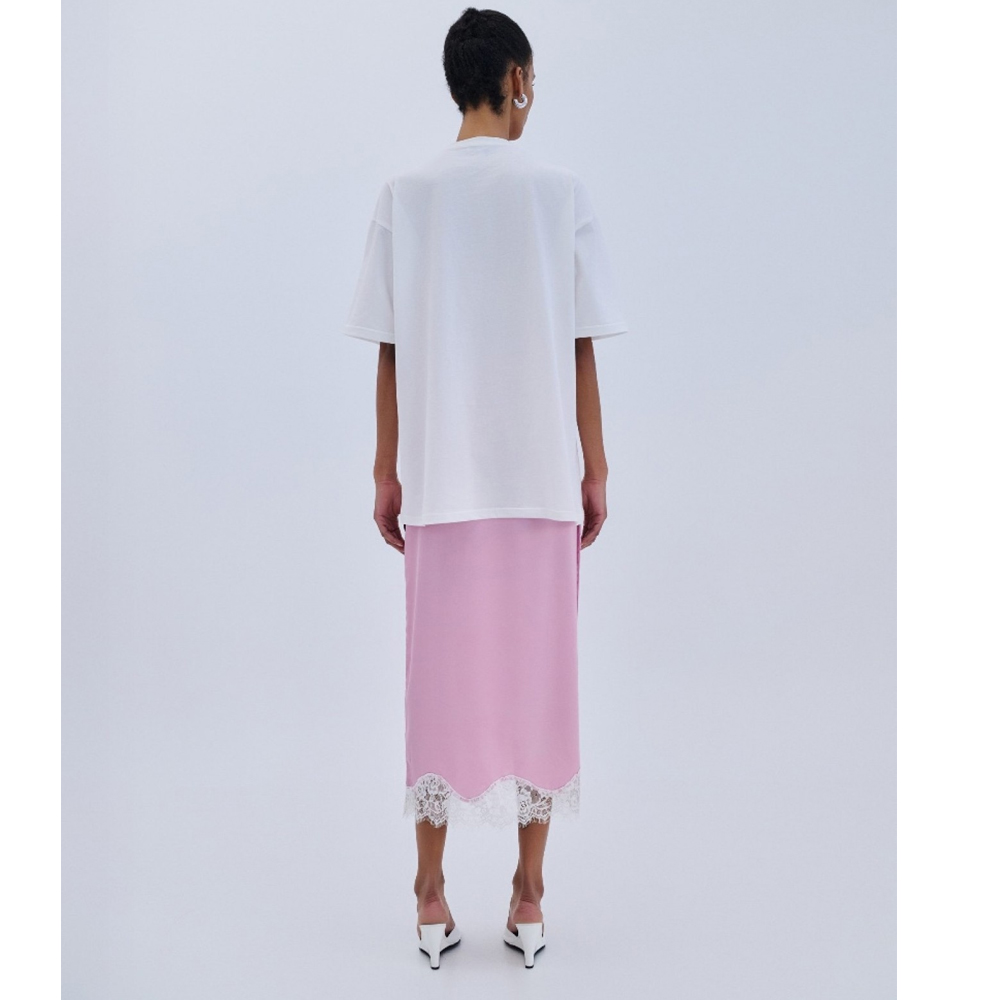 COMBOS KNITWEAR Skirt Maxi Satin Lace Γυναικεία Φούστα Μάξι - 3