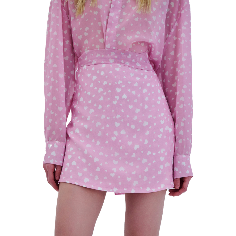 COMBOS KNITWEAR Skirt Mini Hearts Γυναικεία Φούστα Μίνι - Ροζ