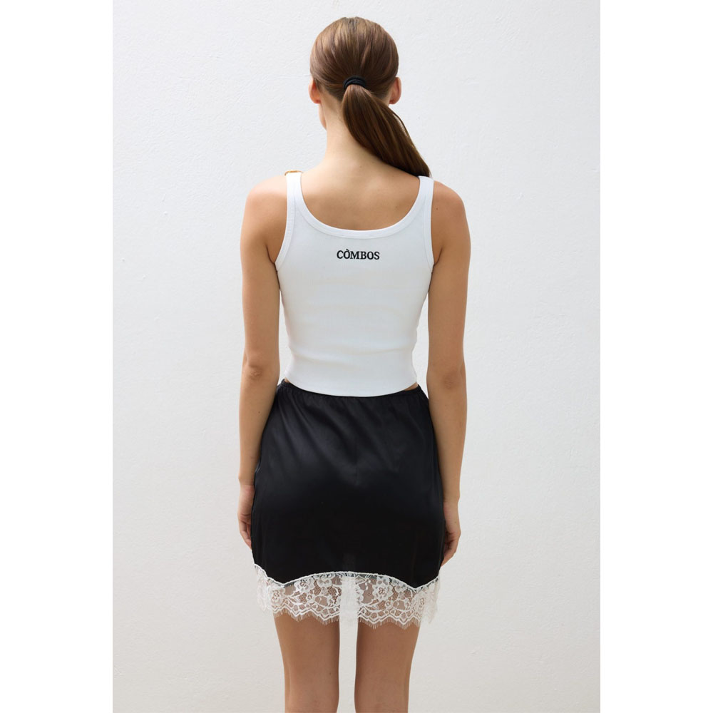 COMBOS KNITWEAR Skirt Mini Satin Lace Γυναικεία Φούστα Μίνι  - 2
