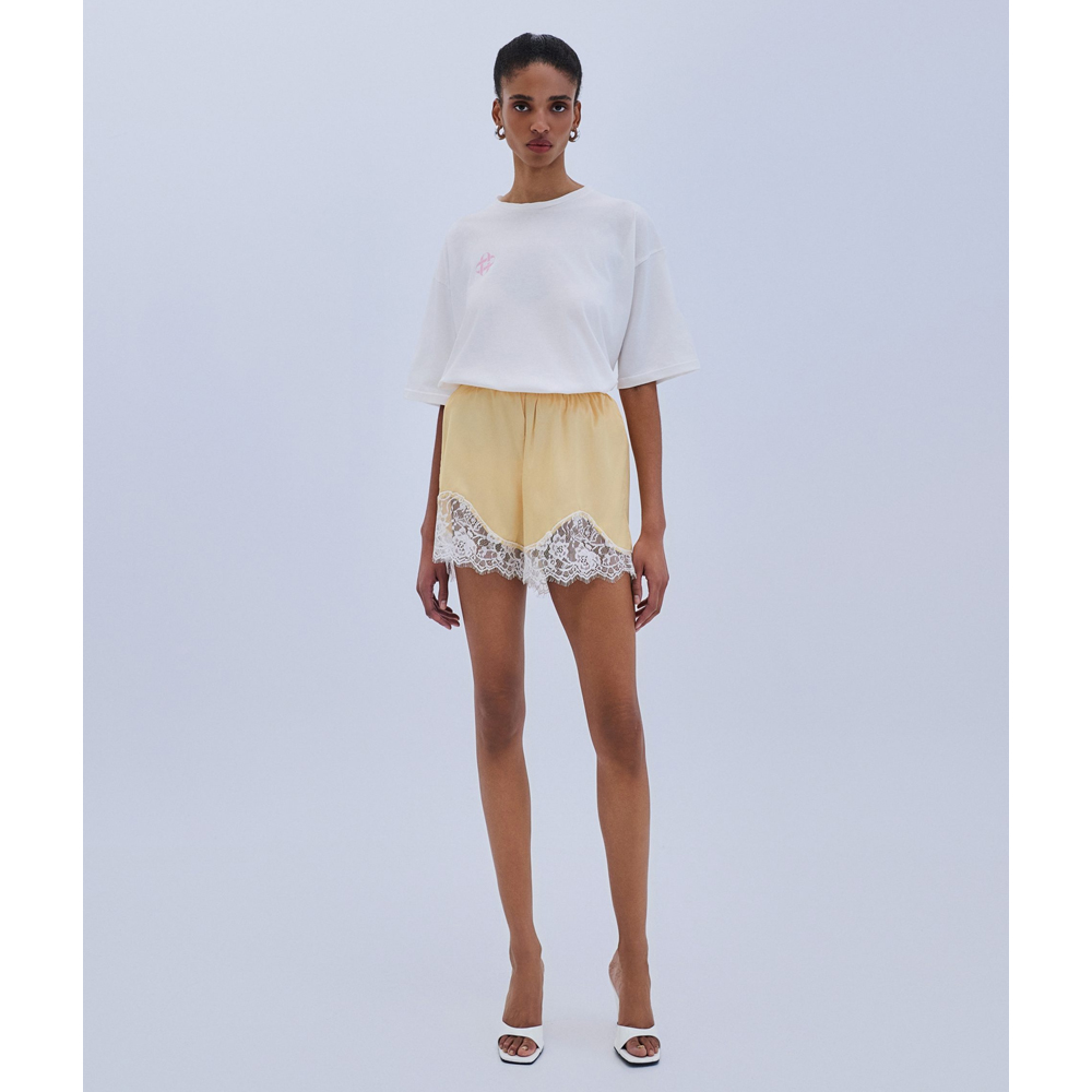 COMBOS KNITWEAR Shorts Satin Lace Γυναικείο Σορτσάκι  - 2