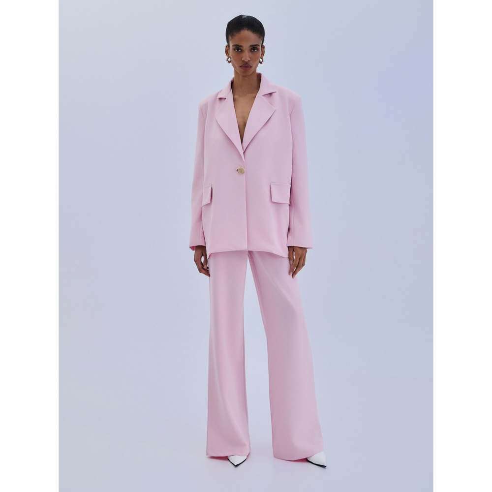 COMBOS KNITWEAR Trouser Gold Button Flare Γυναικείο Παντελόνι - 2