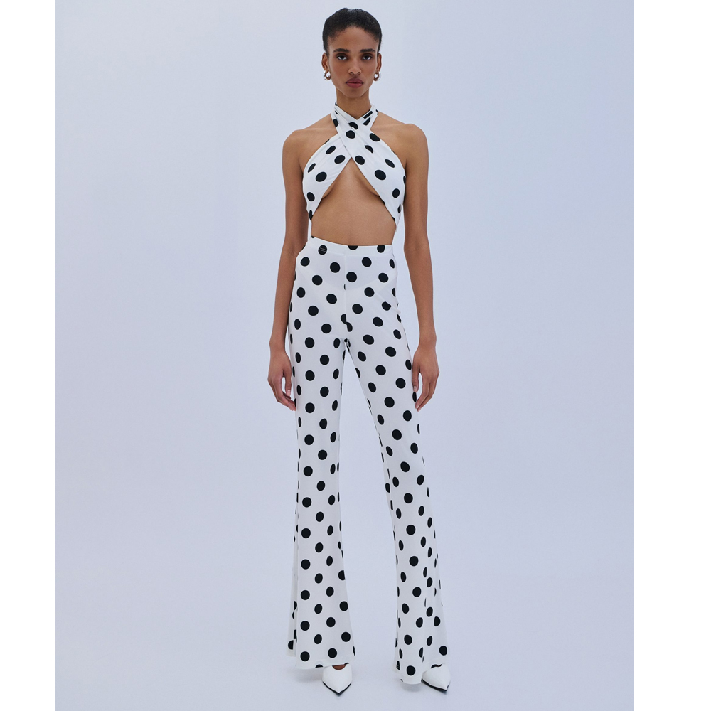 COMBOS KNITWEAR Trouser Polka Dots Flare Γυναικείο Παντελόνι - 2